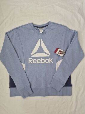 Reebok Men’s Light Blue Crewneck Sweatshirt with White Logo